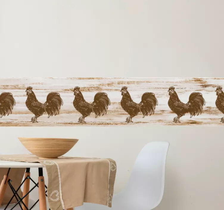 Friso autocolante padrão de galo chique - TenStickers