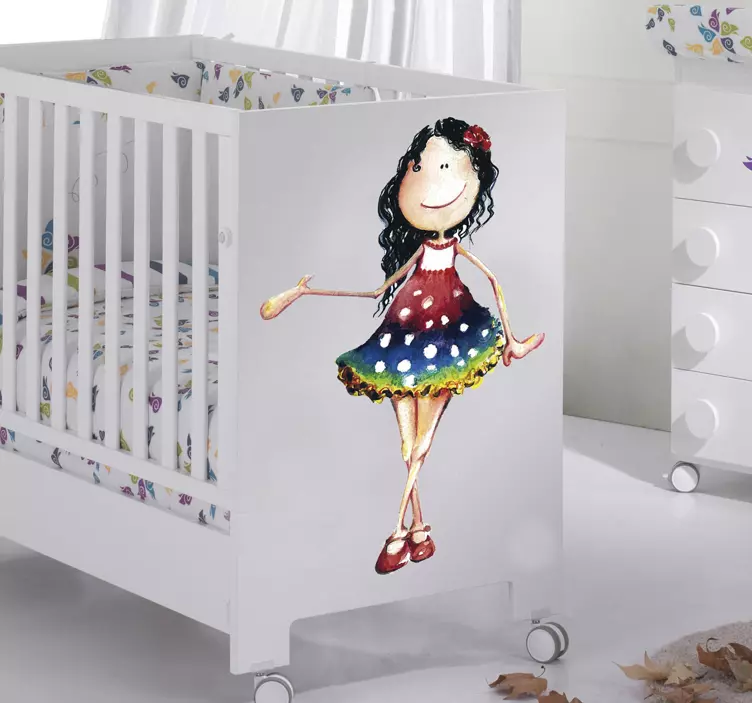 Menina de vestido crianças vinil autocolante decorativo - TenStickers
