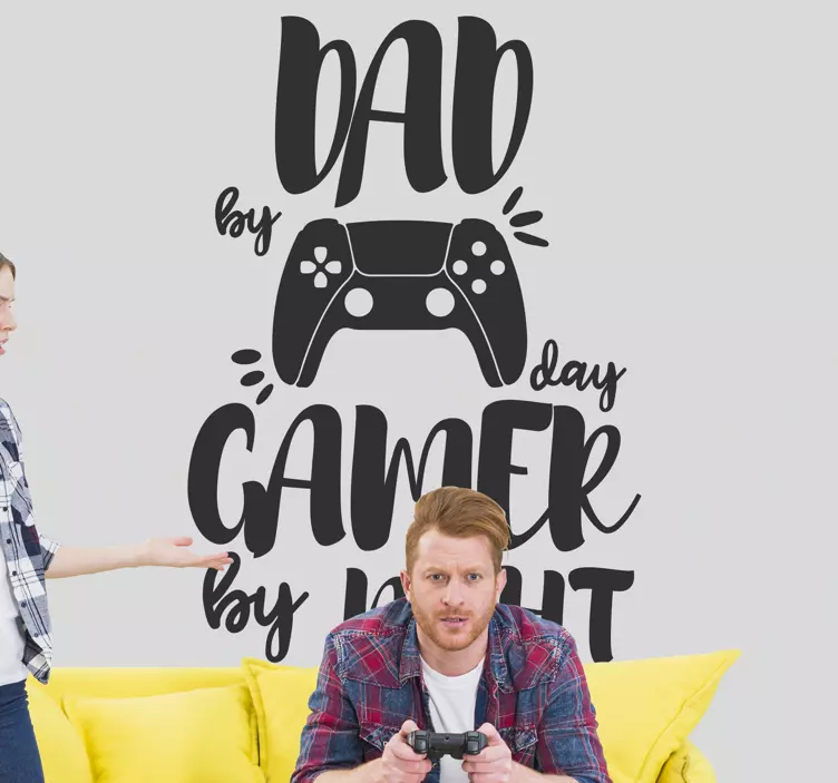 Papai gamer à noite vinil autocolante decorativo janela - TenStickers