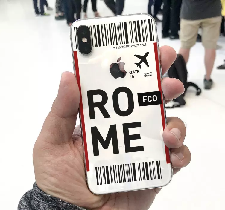 Autocolante de iphone de passagem de avião para roma - TenStickers