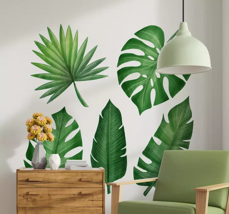 Plantas Autocolantes Coleção realista de folhas tropicais - TenStickers