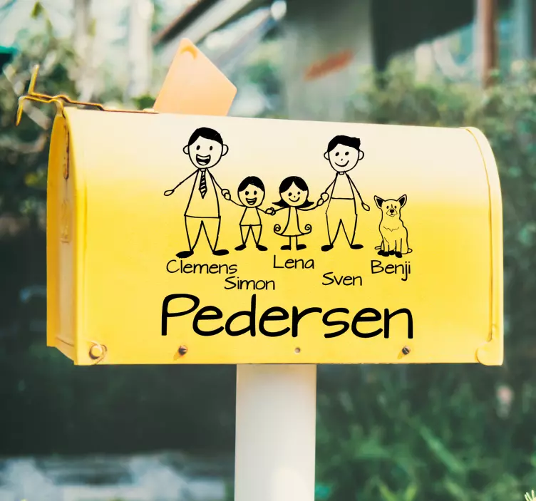 Quadro branco adesivo arte de personagem de família - TenStickers