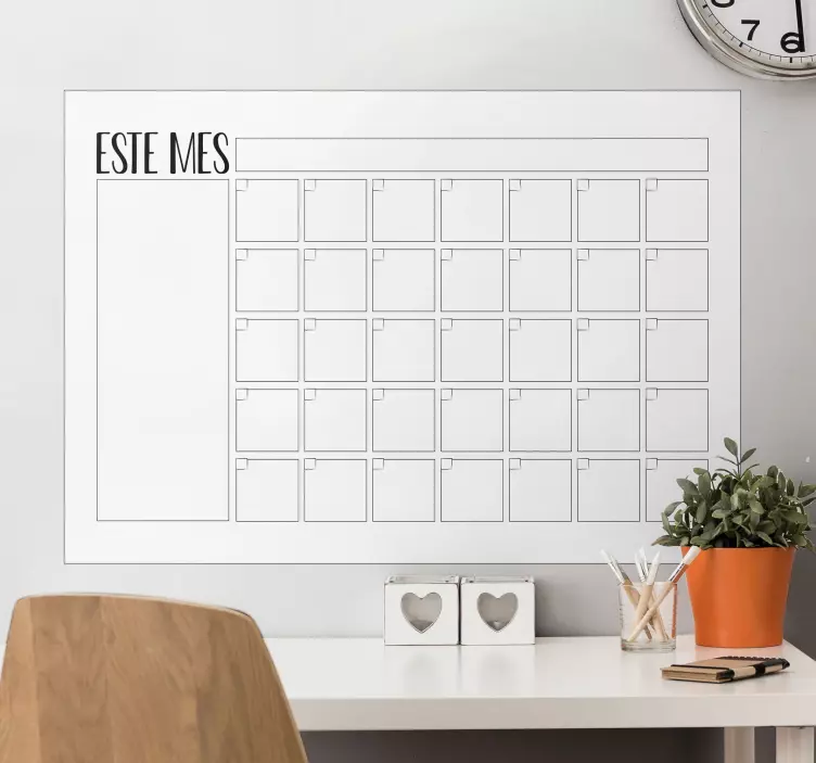 Quadro branco adesivo tabela de organização mensal - TenStickers