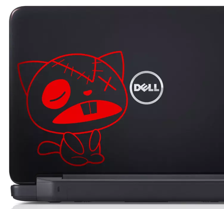 Sticker decorativo gato com pano laptop - TenStickers