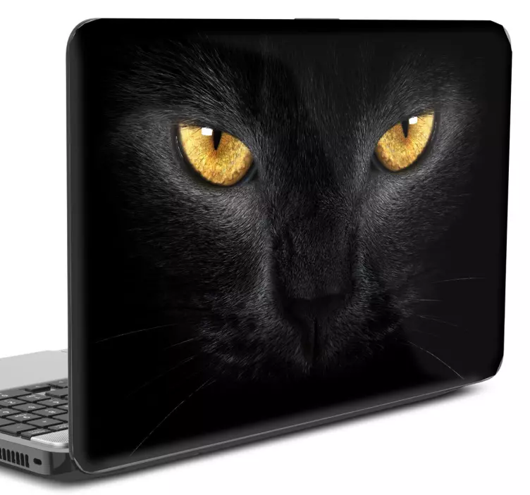 Sticker gato preto misterioso para laptop - TenStickers