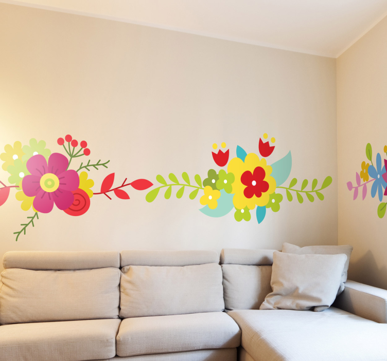vinil autocolante decorativo de borda floral brilhante - TenStickers