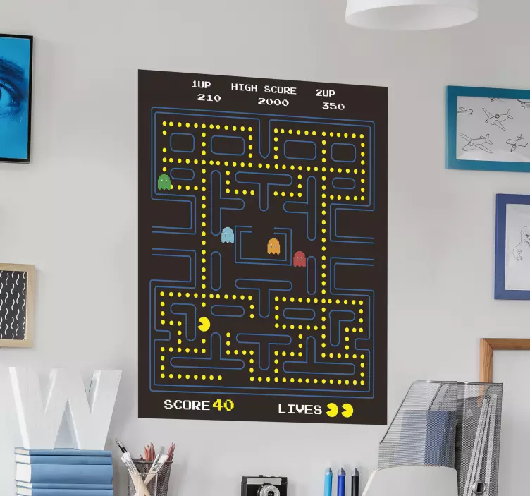 Autocolante de videojogos Pacman - TenStickers