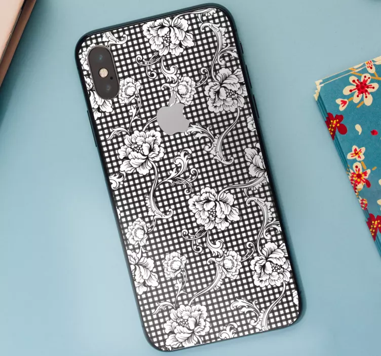 autocolante vintage em preto e branco com guingão - TenStickers