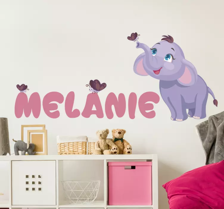 Autocolante infantil com nome Elefante bebé - TenStickers