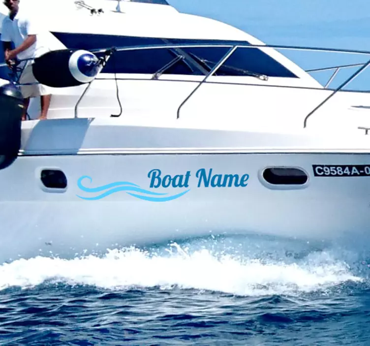 Autocolantes marítimos adesivo de nome de barco personalizado ond - TenStickers