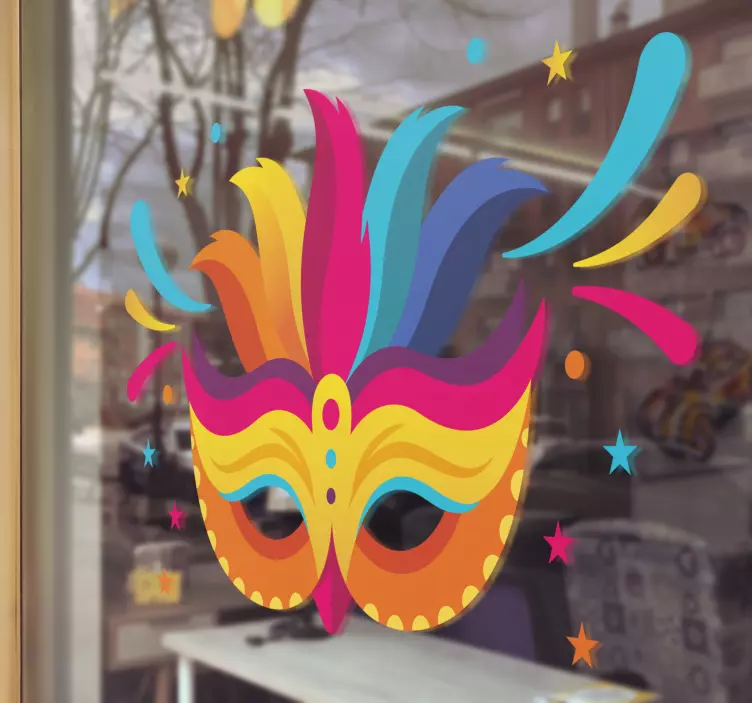 Autocolante decorativo para montras máscara de carnaval colorida - TenStickers