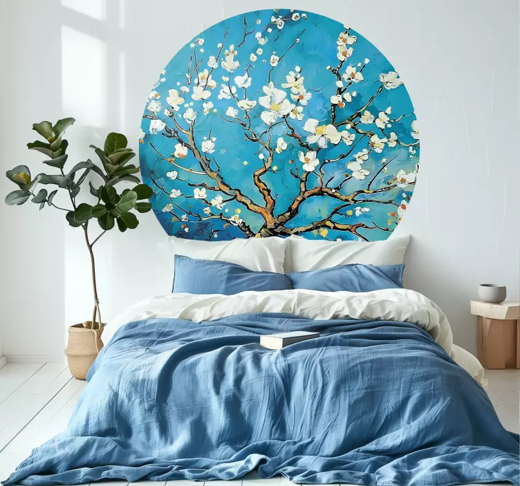 Autocolante quarto de dormir desenho azul redondo de flores - TenStickers