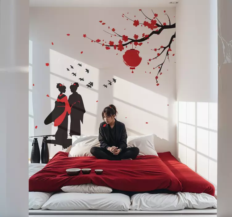 Autocolante quarto de dormir gueixas japonesas - TenStickers