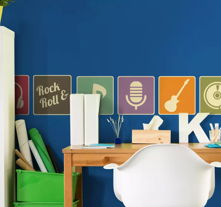 Vinil autocolante símbolos musica anos 80. - TenStickers