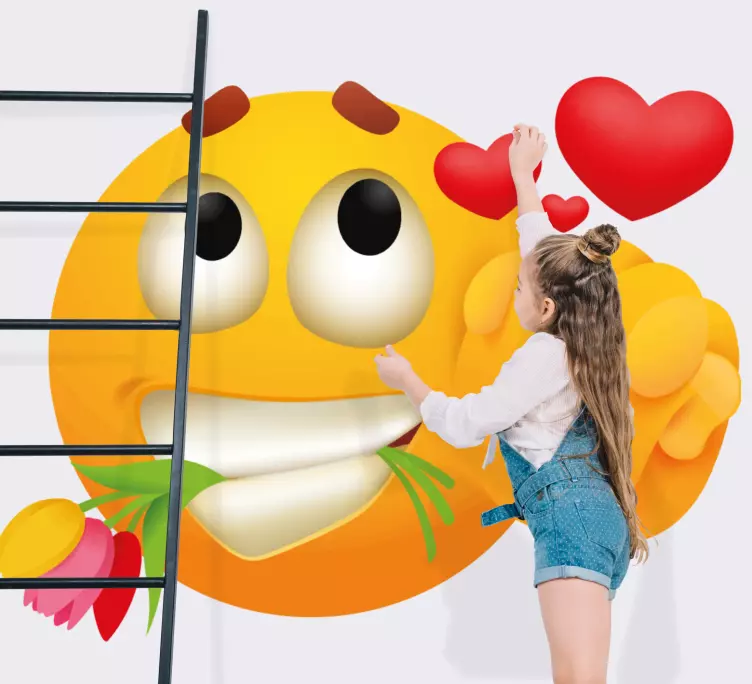 Autocolantes cartazes Emoji de cara de flor fofa - TenStickers