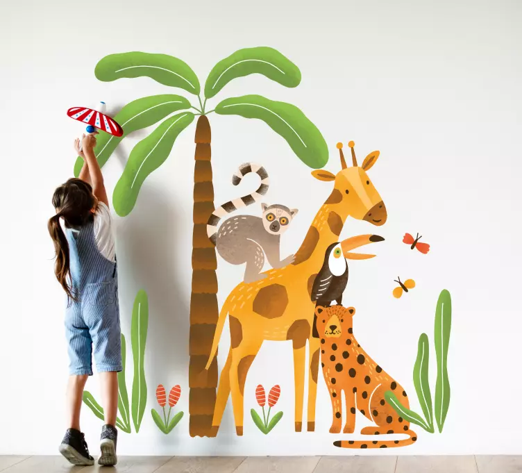 Autocolantes com animais selvagens Animais da selva brincando - TenStickers