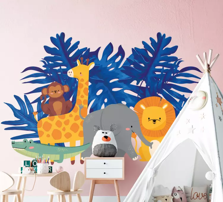 Autocolantes com animais selvagens Animais da selva e folhas de m - TenStickers