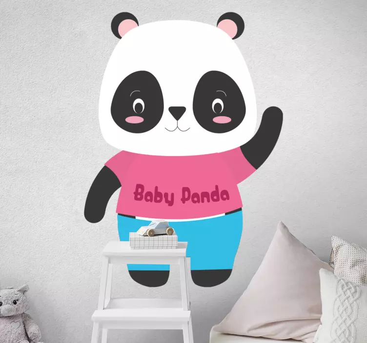 Autocolantes com animais selvagens Bebê panda vestido com nome - TenStickers