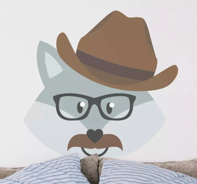 Autocolantes com animais selvagens Desenho de lobo cinza com bigo - TenStickers