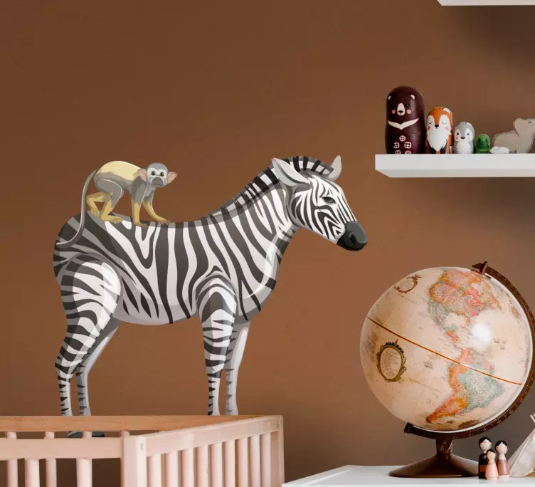 Autocolantes com animais selvagens Girafa zebra e macaco juntos - TenStickers