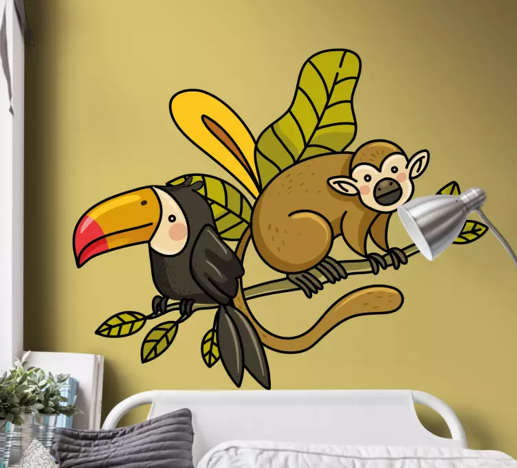 Autocolantes com animais selvagens Macacos e tucano - TenStickers