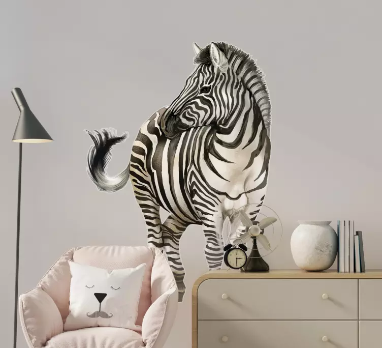 Autocolantes com animais selvagens Retrato de uma zebra - TenStickers