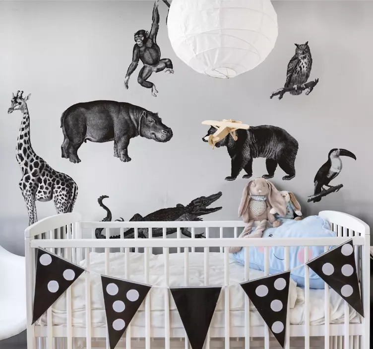 Autocolantes com animais selvagens Selva preto e branco - TenStickers