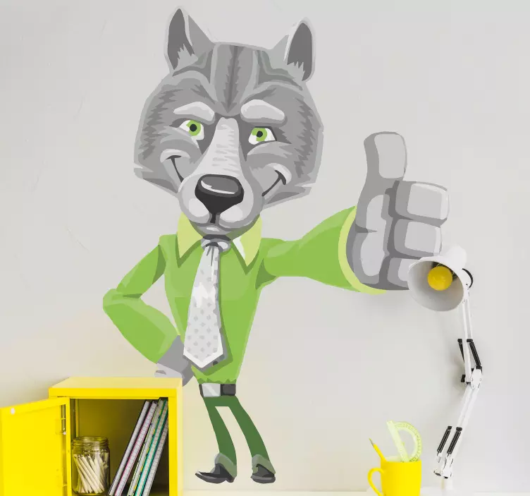 Autocolantes com animais selvagens Terno verde lobo polegares par - TenStickers