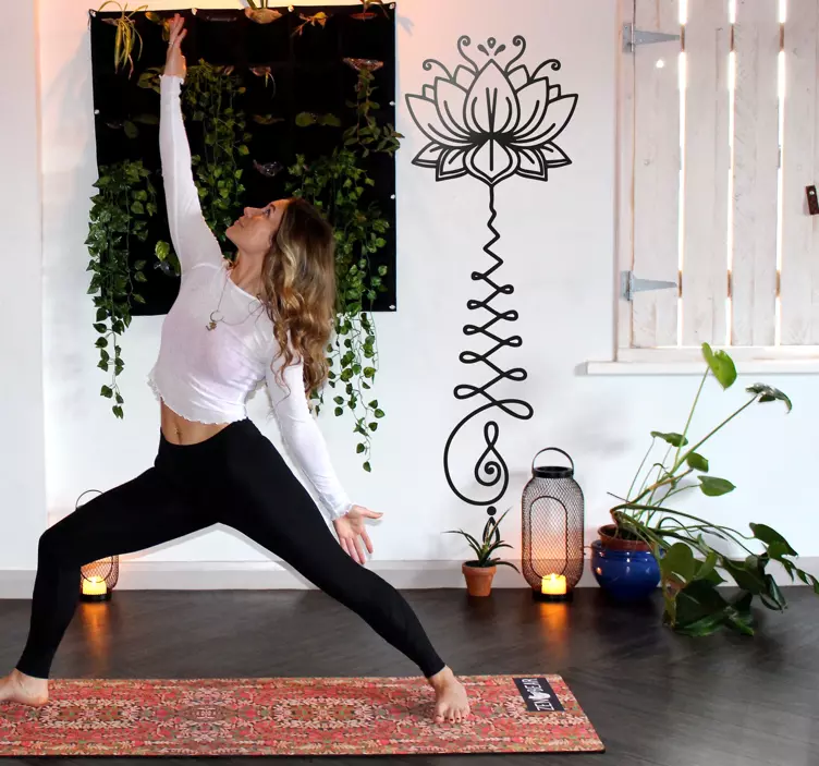 Autocolante com padrões florais Flor de lótus unalome - TenStickers