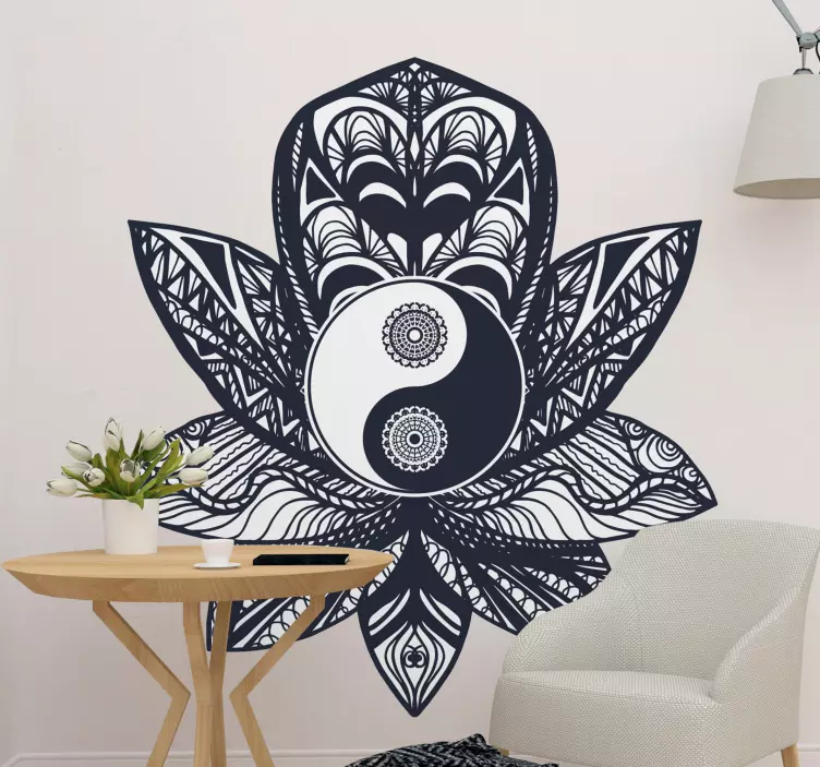 Autocolantes com padrões florais Flor yin yang da vida - TenStickers