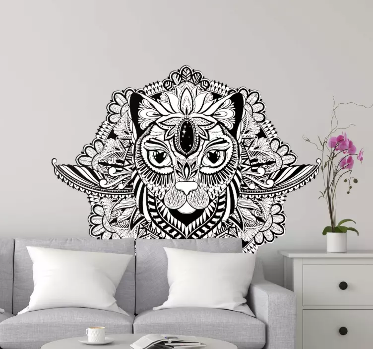 Autocolantes com padrões florais Gato mandala - TenStickers