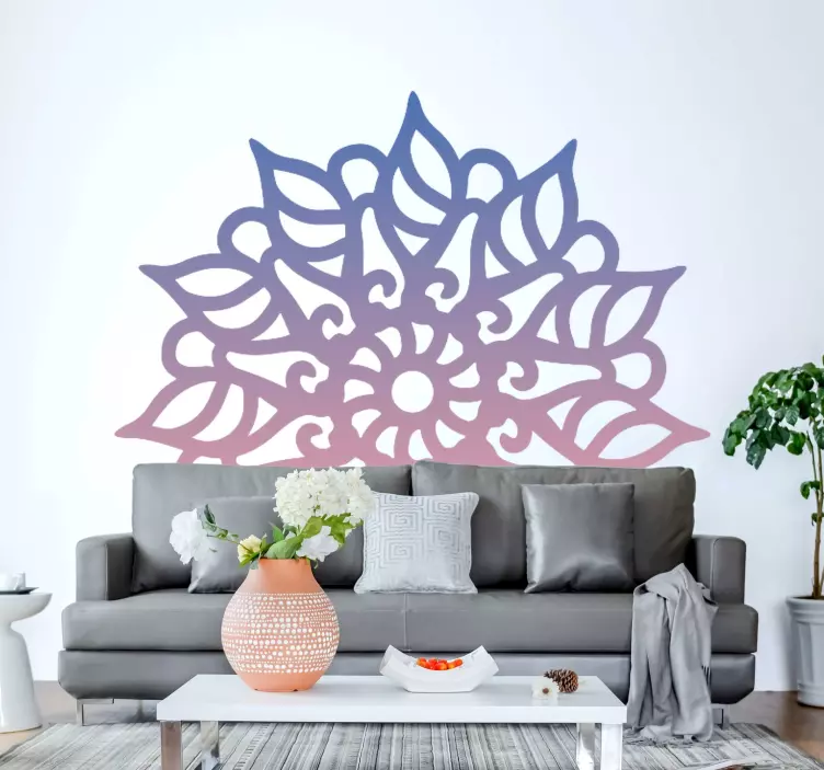 Autocolantes com padrões florais Mandala colorida azul e rosa - TenStickers
