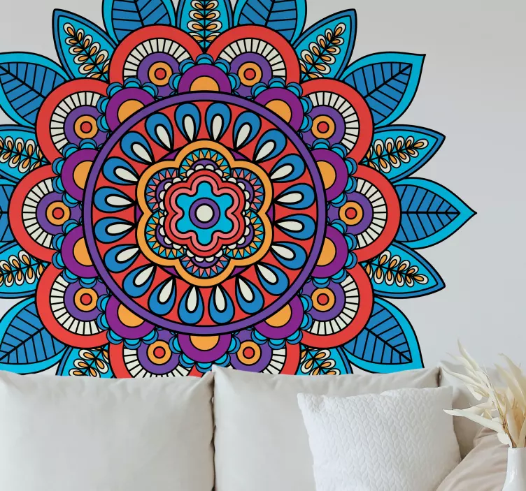 Autocolantes com padrões florais Mandala colorida brilhante - TenStickers