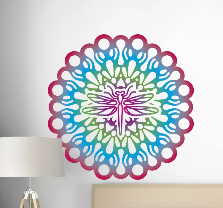 Autocolantes com padrões florais Mandala de libélula psicodélica - TenStickers