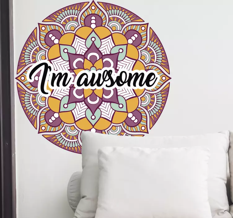 Autocolantes com padrões florais Mandala de penas eu sou incrível - TenStickers