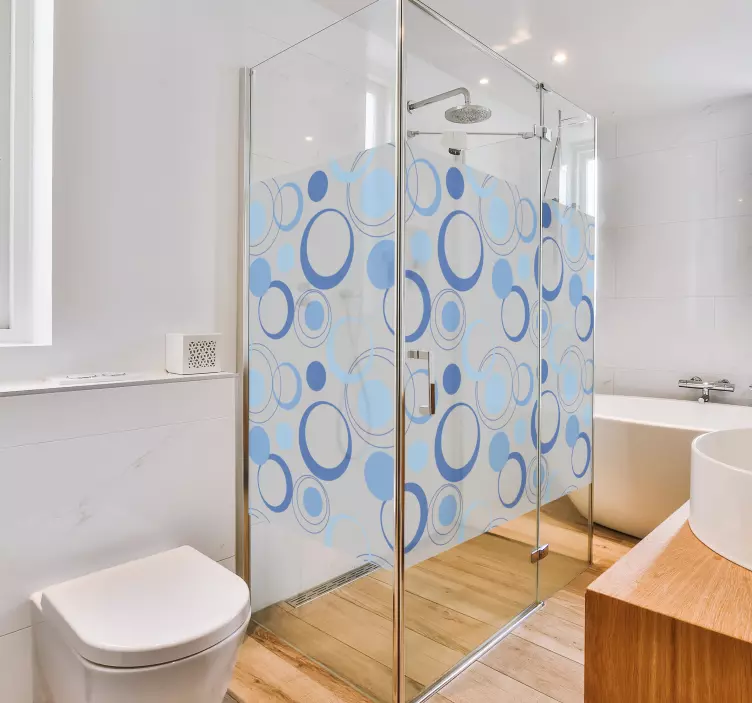 Autocolante para cabina de duche bolhas azuis mínimas - TenStickers