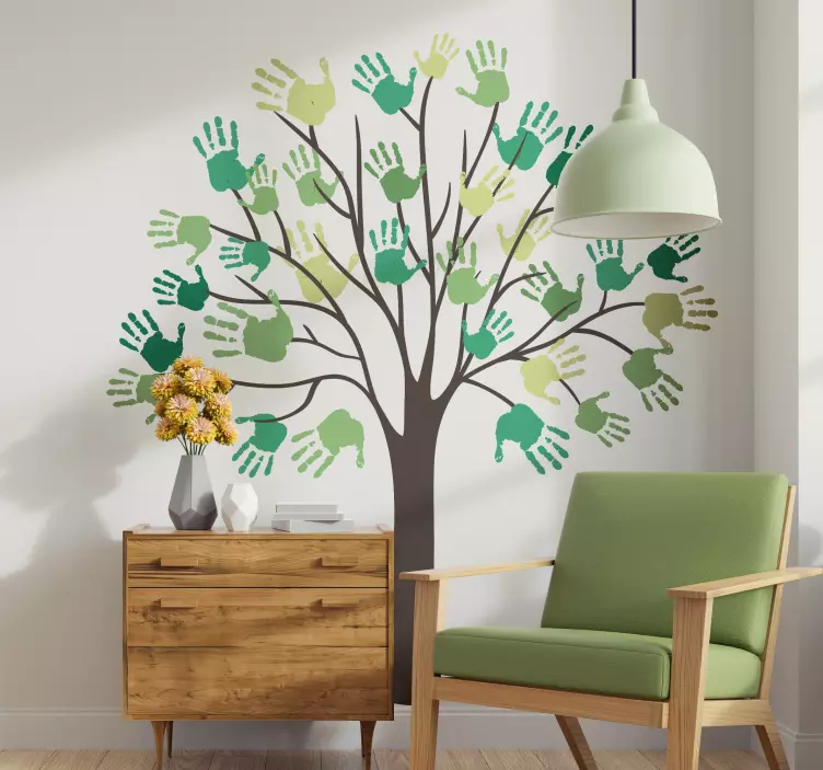 Vinil decorativo árvore com mãos - TenStickers