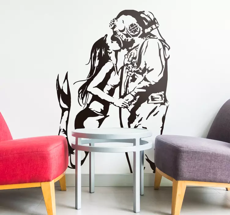 Vinil decorativo Bansky beijo - TenStickers