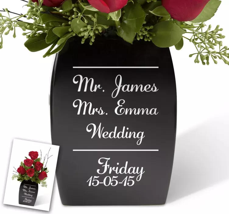 Vinil decorativo casamento jarra personalizável - TenStickers