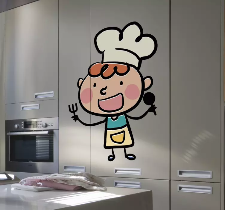 Vinil decorativo chef3 com garfo e colher - TenStickers