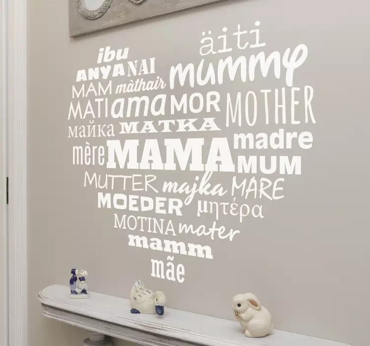 Vinil decorativo coração mãe idiomas - TenStickers