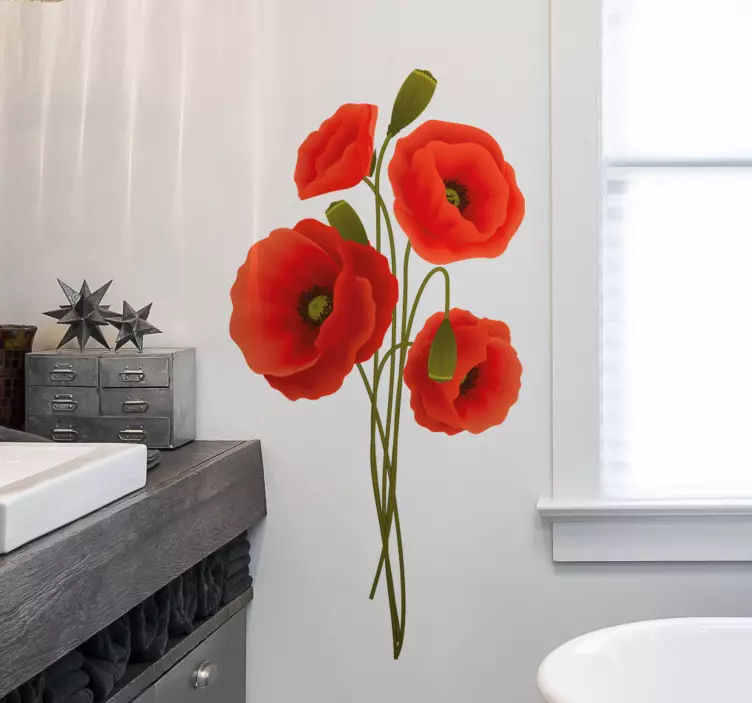 Autocolante decorativo de flores Delicada-semente de papoila - TenStickers
