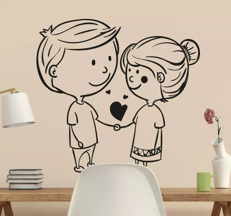 Autocolante decorativo de ilustrações casal amor - TenStickers