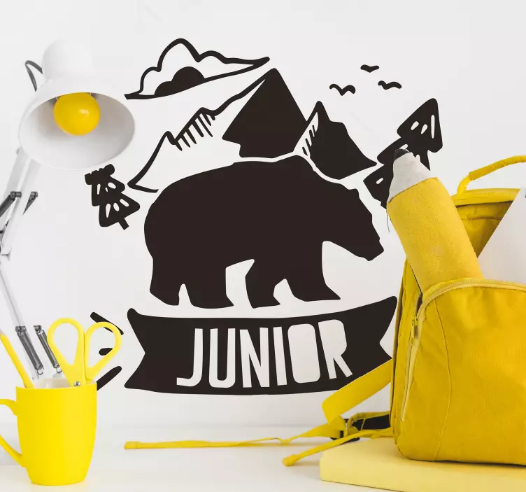 Vinil decorativo estilo nórdico urso com nome personalizável - TenStickers