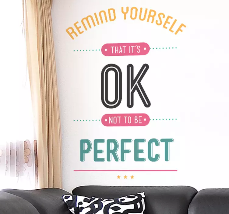 Vinil decorativo frase sobre perfeccionismo - TenStickers