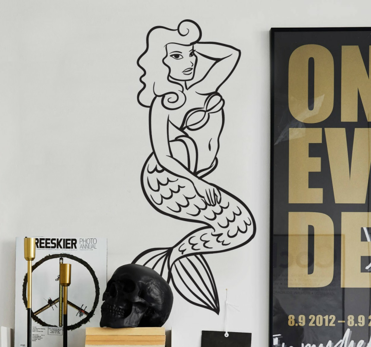 Vinil decorativo ilustração sereia tatoo - TenStickers