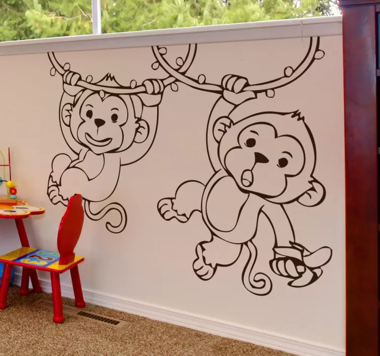Vinil decorativo infantil com macacos à corda - TenStickers