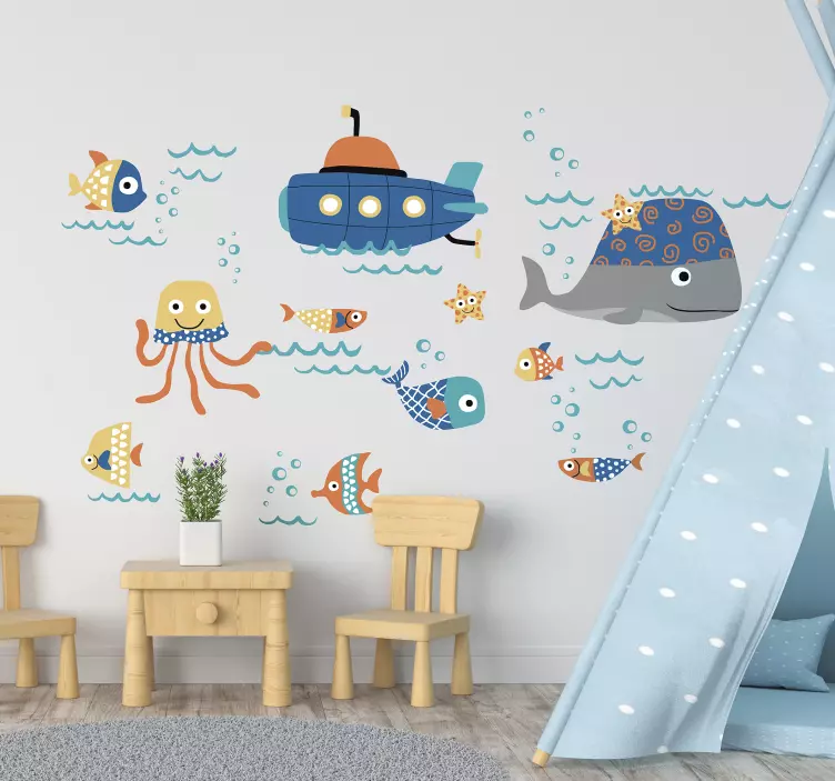 Vinil decorativo infantil peixes marinhos - TenStickers