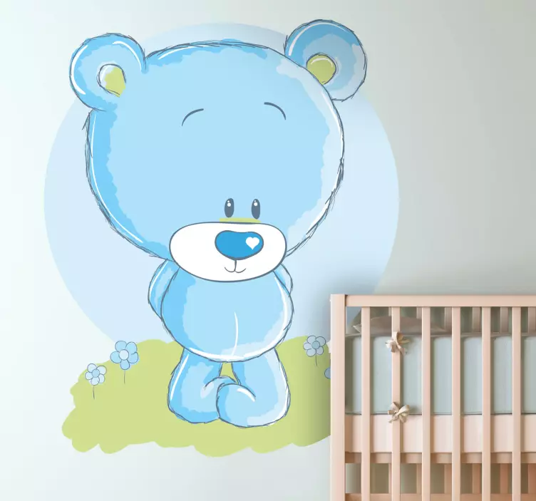 Vinil decorativo infantil urso peluche no campo - TenStickers