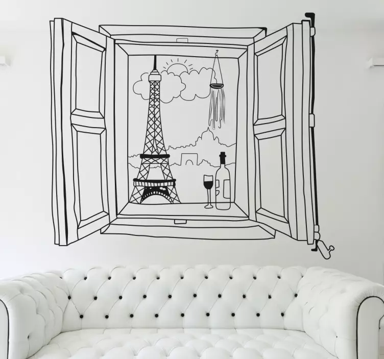 Vinil decorativo janela com vista para Paris - TenStickers